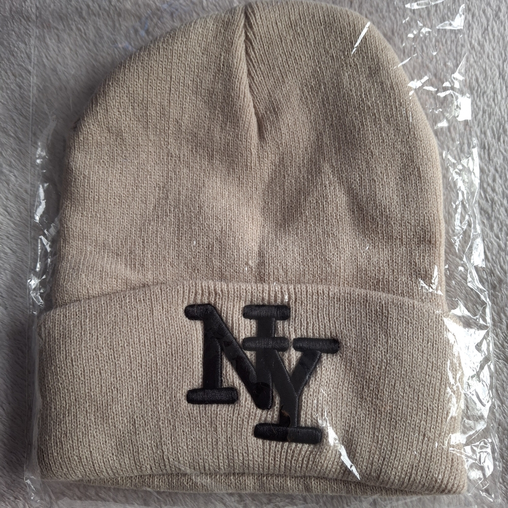 Brand New NY Beige Knit Beanie